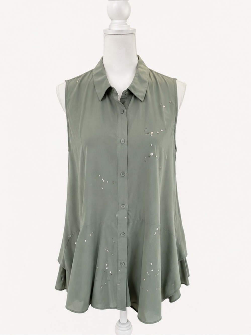 Mystree Sage Peplum Tiered Button Down Loose Fit Size Medium​​